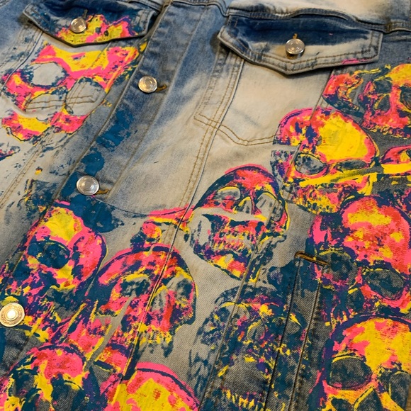 Mackeen Jean jacket size xl multi color pink yellow blue - Picture 4 of 7